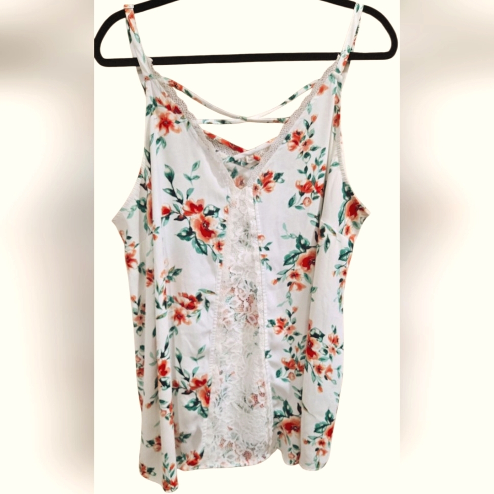 Torrid White Floral Lace Cami - Georgette White Size 3